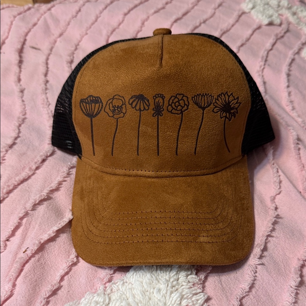 Suede-Look Trucker Cap with Black Mesh Back